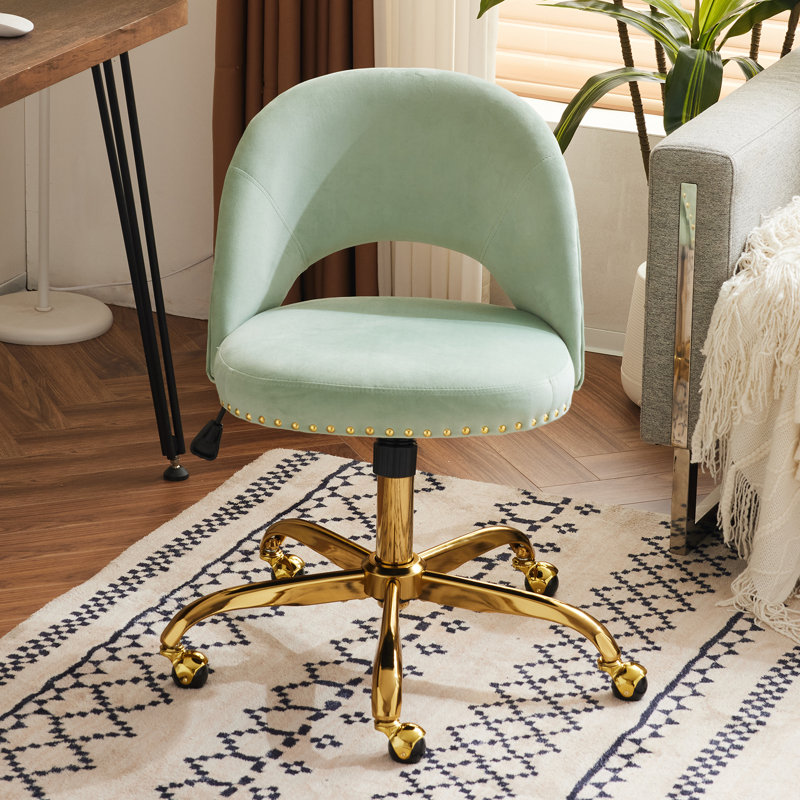 Fauteuil de bureau avec roulettes, Velours, Vert menthe