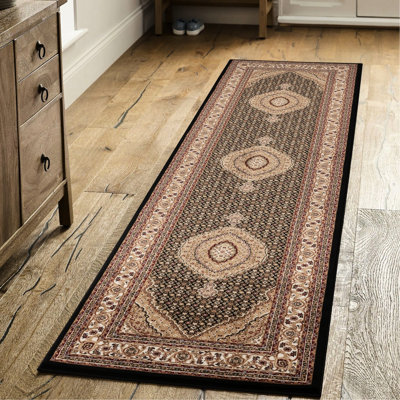 Classic, Medallion, Black And , Area Runner Rug, 2 Ft. 7 In. X 9 10 In., Machine-Made, 100% Polypropylene Pile, Jute Backing, Pet Ornate Traditional, Luxury, Polypropylene, -