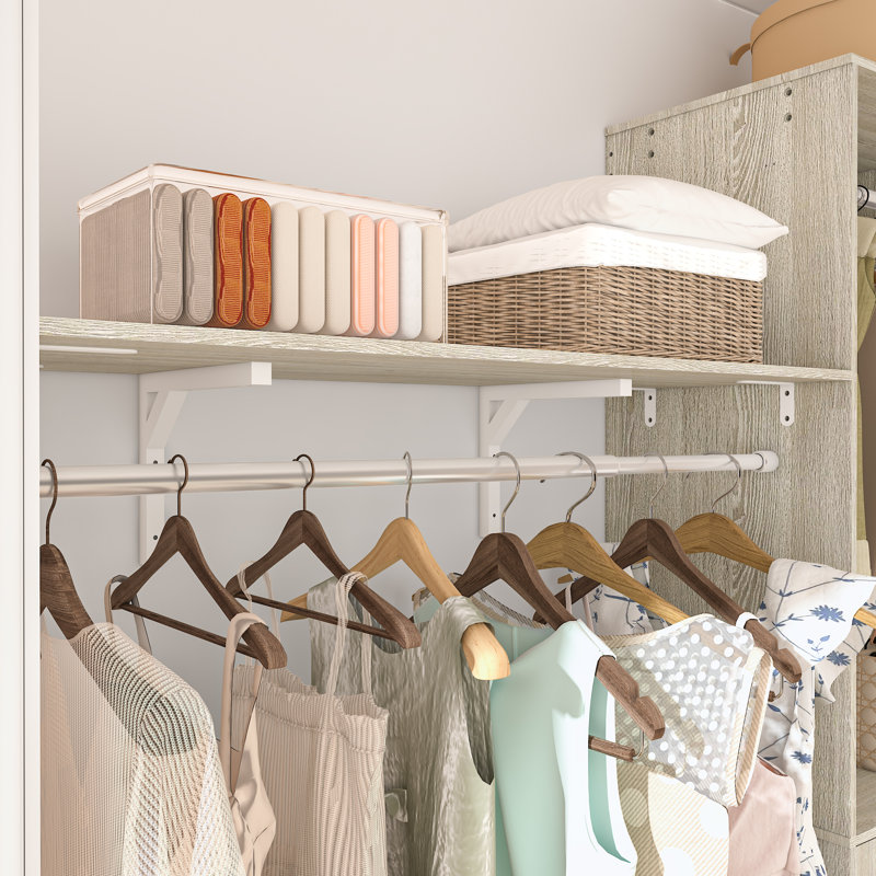 Closet System With 2-Drawers, Laundry Room Organizer, Walnut