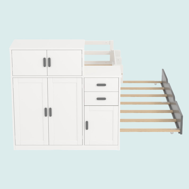 Lit de jour simple avec espace de rangement, Blanc