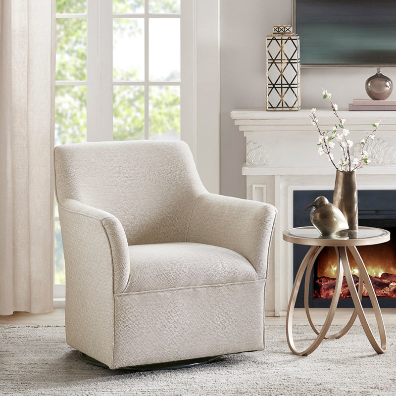 Fauteuil oscillant pivotant Augustine, Crème, crème