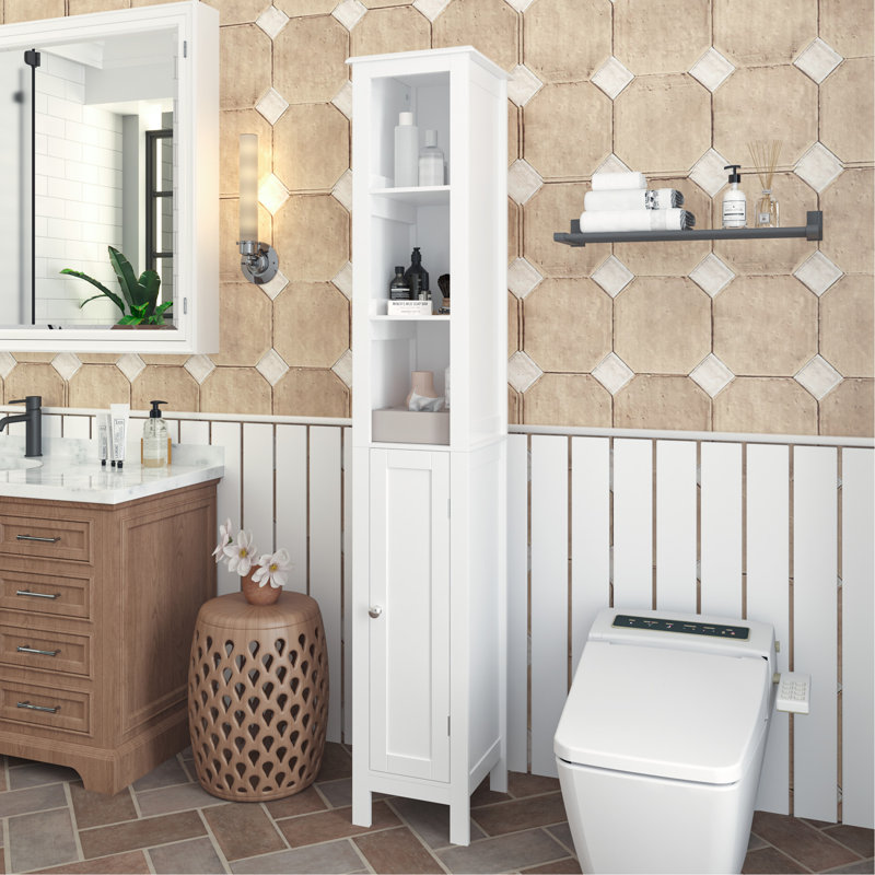 66.92" Bathroom Storage Cabinet With Adjustable Shelves - Slim 1 Door Freestanding For Home, Bathroom, Kitchen, White Sitting Room