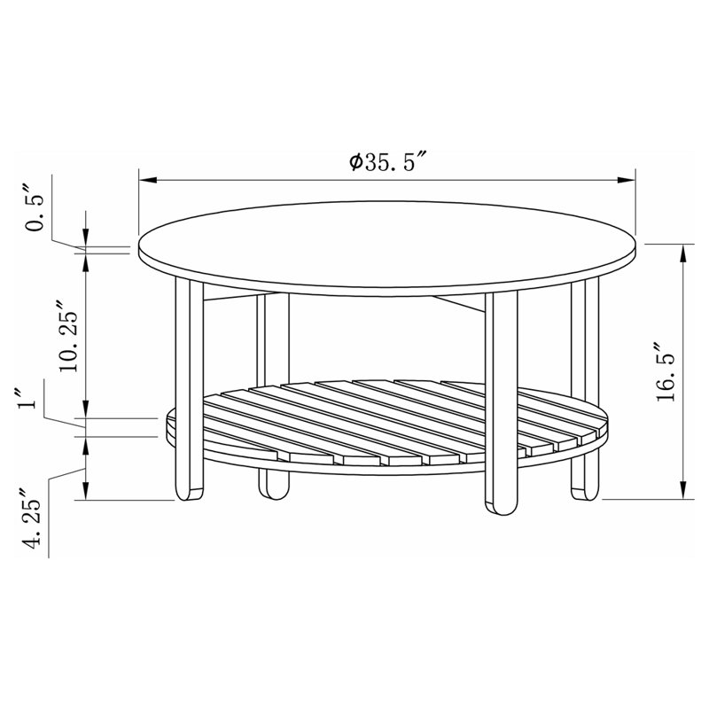 Table basse ronde en bois d'ingénierie à 1 tablette Altos Natural