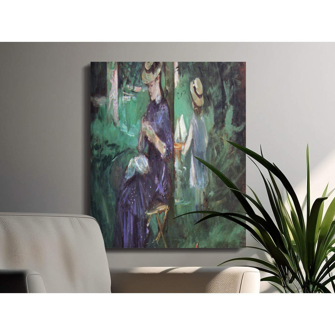 Impressionist Mother and Child Canvas Print, Vintage Garden Art, Classic Painting Reproduction, Gift for Mom, Elegant Wall Decor