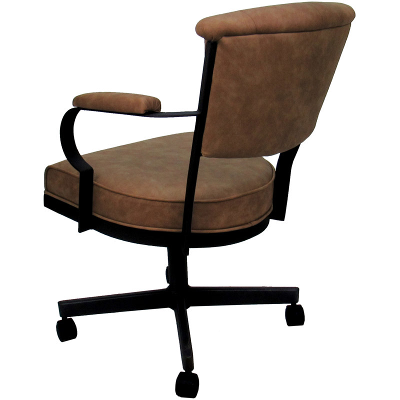 Chaise pivotante en métal Magaw, Vinyle brun, Noir