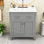 Meuble-lavabo de salle de bain avec lavabo, tablette et portes à fermeture douce-26296294