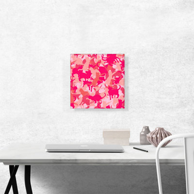 " Light Pink Camo Camouflage Cat Kitten Pattern " Painting Print