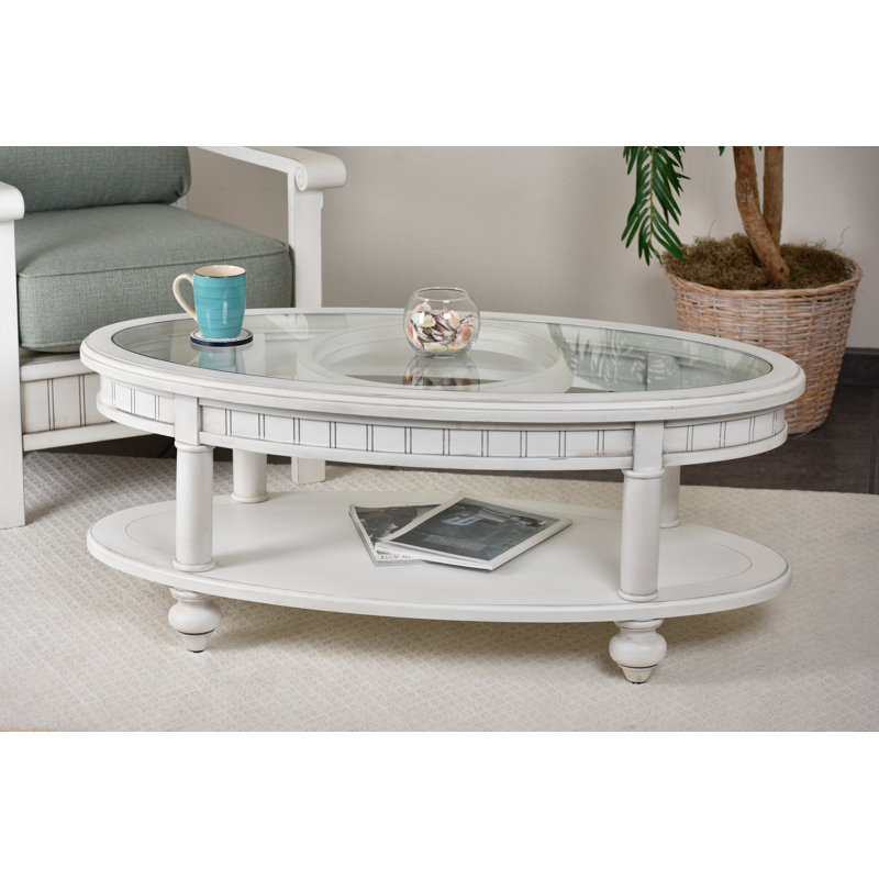 Monaco - Oval Coffee Table - No Insert - Blanc Finish