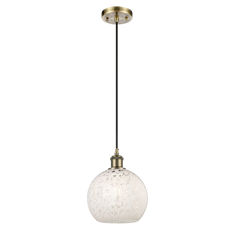 Luminaire suspendu 1 lumière Nathalie, H 10 po x l 8 po x P 8 po, Laiton antique
