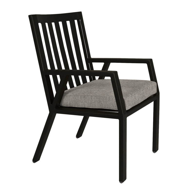 Aris Outdoor Dining Armchair, Carbon Black, Flagship Stone Sunbrella®