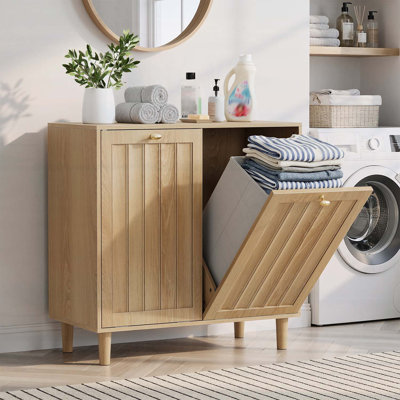 Laundry Storage Cabinet with Removable Inner Bins,Concealed Storage,for Bathroom and Home
