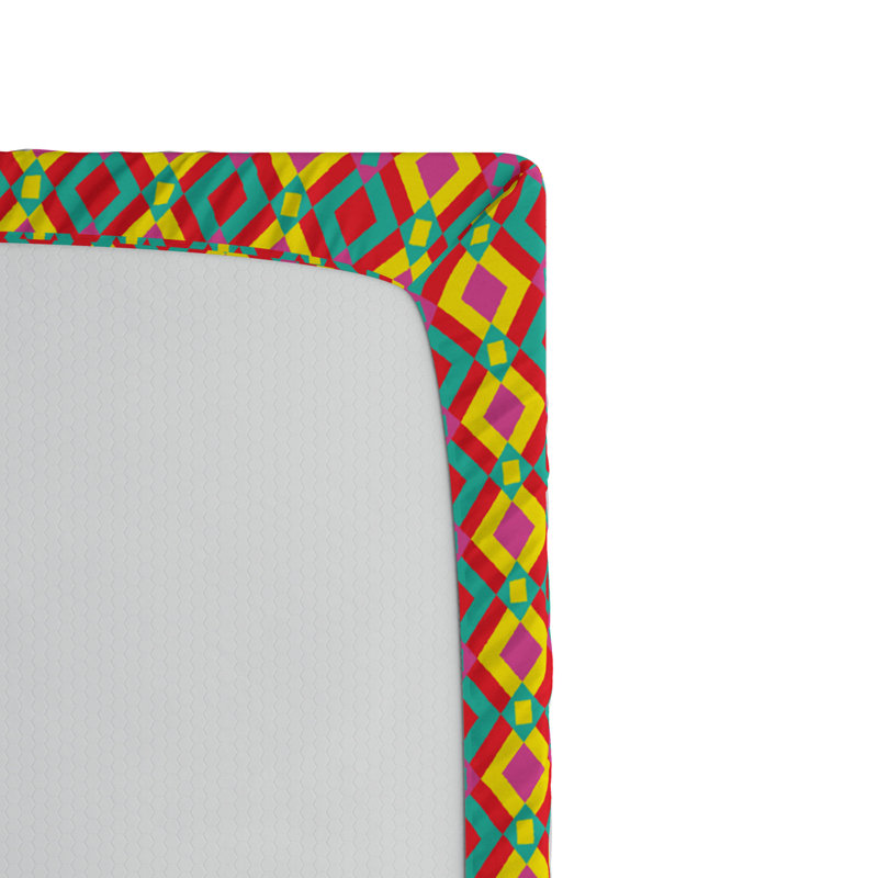 Microfiber Geometric Fitted Sheet, Twin Fitted Sheet, Yellow/Red Geometric