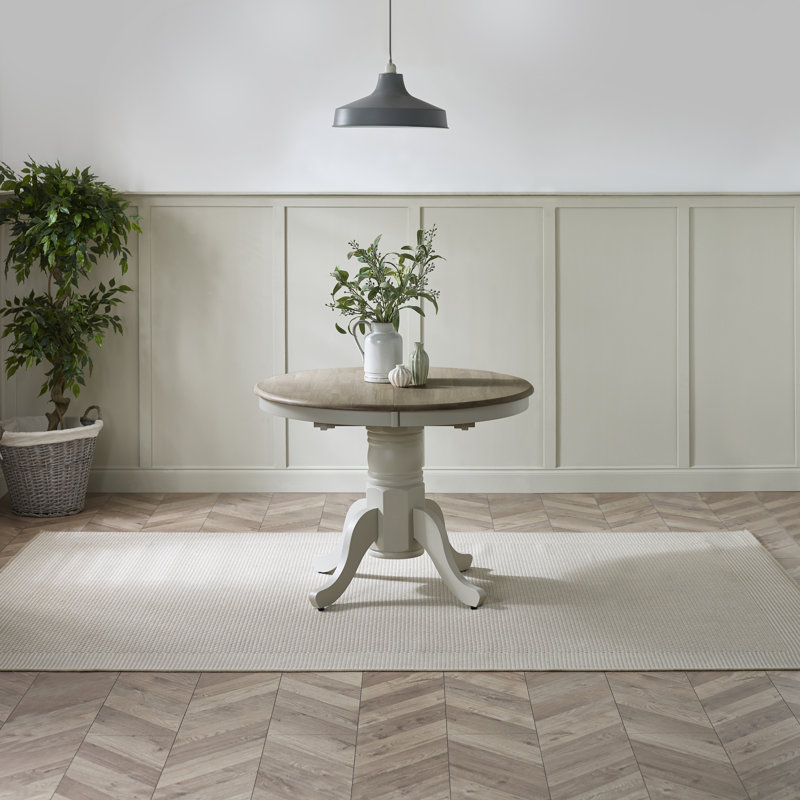 Prestow Round Extending Dining Table & Shannondale Chairs - Rustic Farmhouse Kitchen, 4, White/Grey