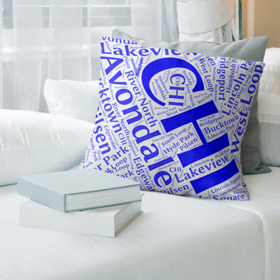 Illinois Districts Word Art Leather Throw Pillow Cover