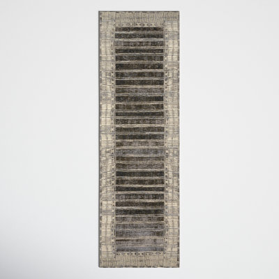 Boden Charcoal Ivory Striped Outdoor Rug