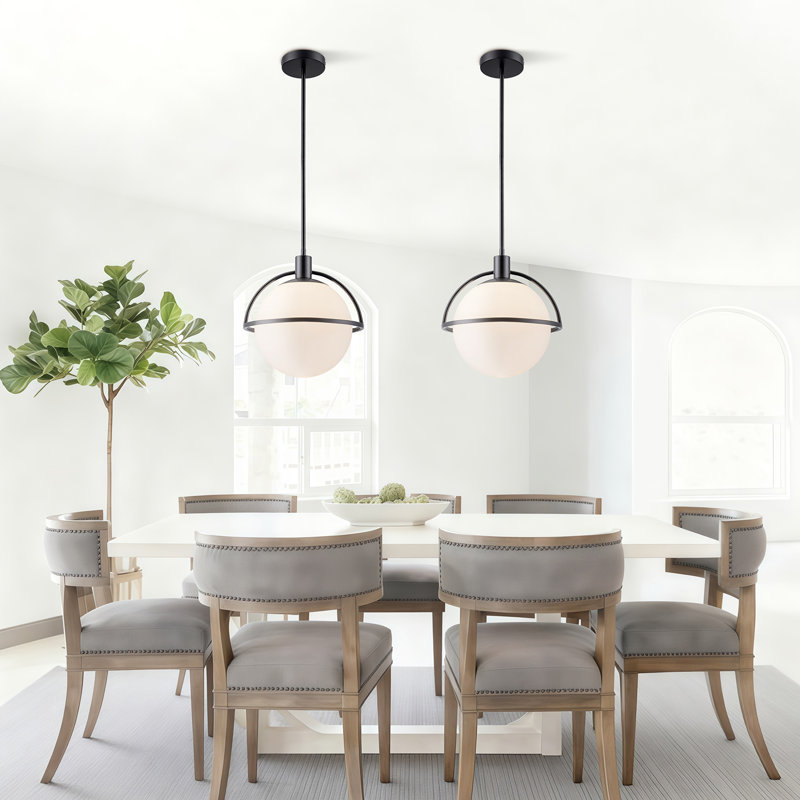 Luminaire suspendu à intensité variable à un globe 9,65 po Gladi, H 12,99 po x l 10,82 po x P 10,82 po, Noir mat
