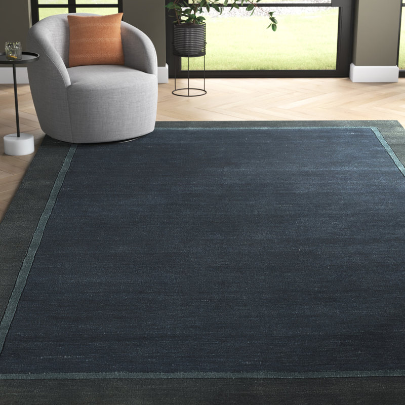 Zaley Handmade Tufted Wool Blue/Gray Area Rug, Rectangle 8' x 10'