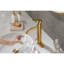 Robinet pour salle de bain à fixation sur comptoir à un trou, poignée en or brossé, acier inoxydable, look élégant, accessoire moderne facile à installer, rapide-124241794