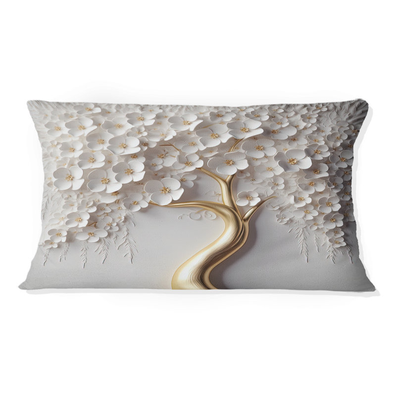 Orchidée blanche - Jardin des branches - Coussin imprimé floral, H 12 po x l 20 po, Rectangulaire