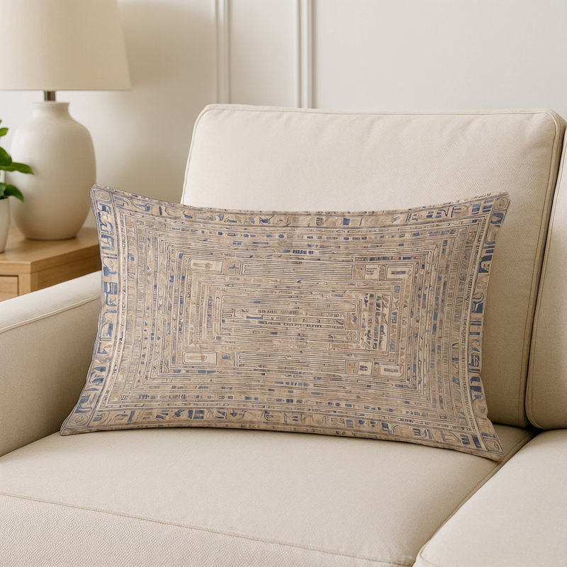 Coussin décoratif intérieur et extérieur Modern, Beige abstrait 16, Rectangle H 18 po x l 25 po