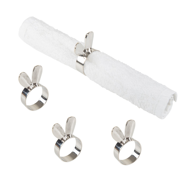 Rond de serviette Silver Bunny Ears, Argent