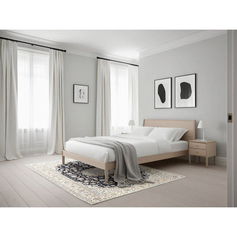 Noir oriental/Tapis décoratif Ivoire Ewen, Rectangle 5 pi x 7 pi