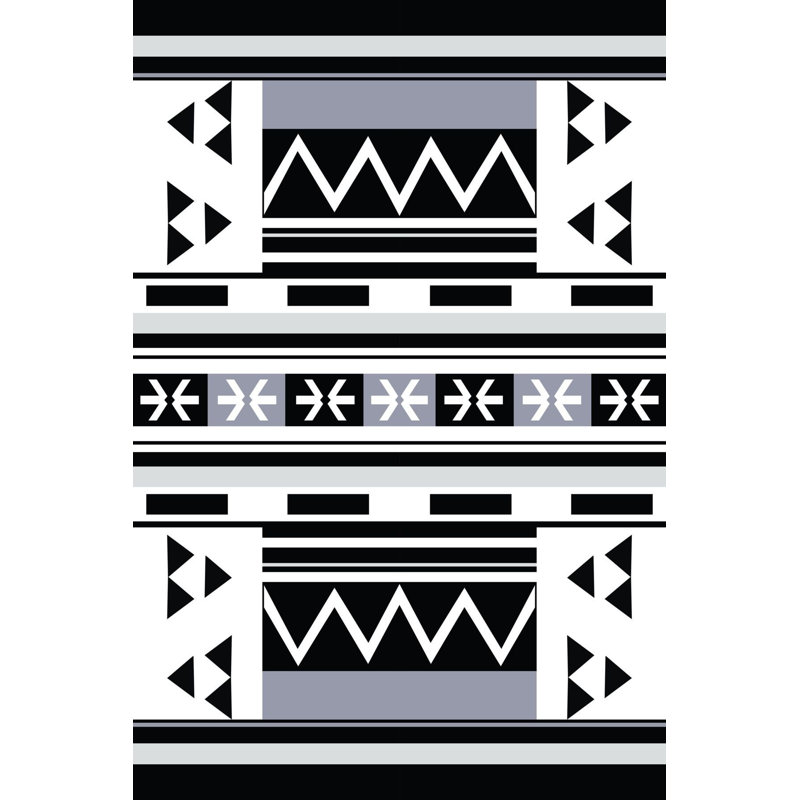 Tapis décoratif noir à motif géométrique moderne lavable à la machine, Sous-tapis rectangulaire de 3 pi 3 po x 4 pi 11 po