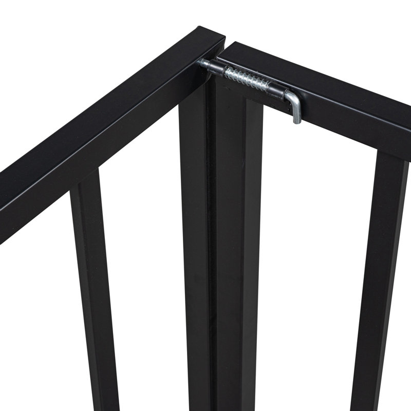 Structure de lit en métal avec clôture et porte, Noir, Grand