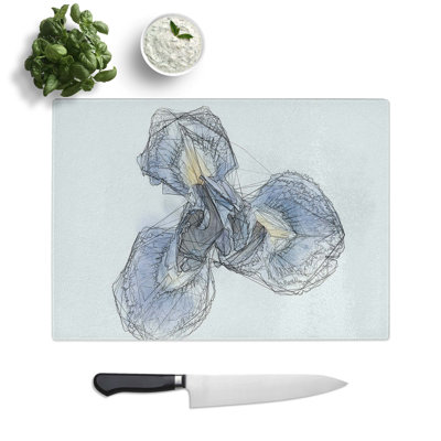 Tempered Glass An Iris Flower Chopping Board