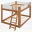 Lit simple superposé simple, convertible en bois avec échelle réversible et garde-corps de sécurité, noyer et blanc-1381297446