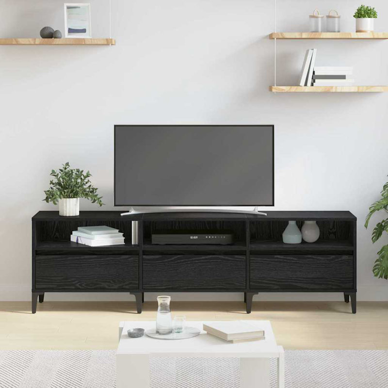 TV Cabinet 150 X 30 X 44.5 Cm Engineered Wood, Black Oak