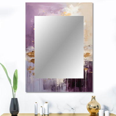 Mauve et doré paysage de montagne III - Miroir décoratif paysager, miroir mural mauve, impression sur métal