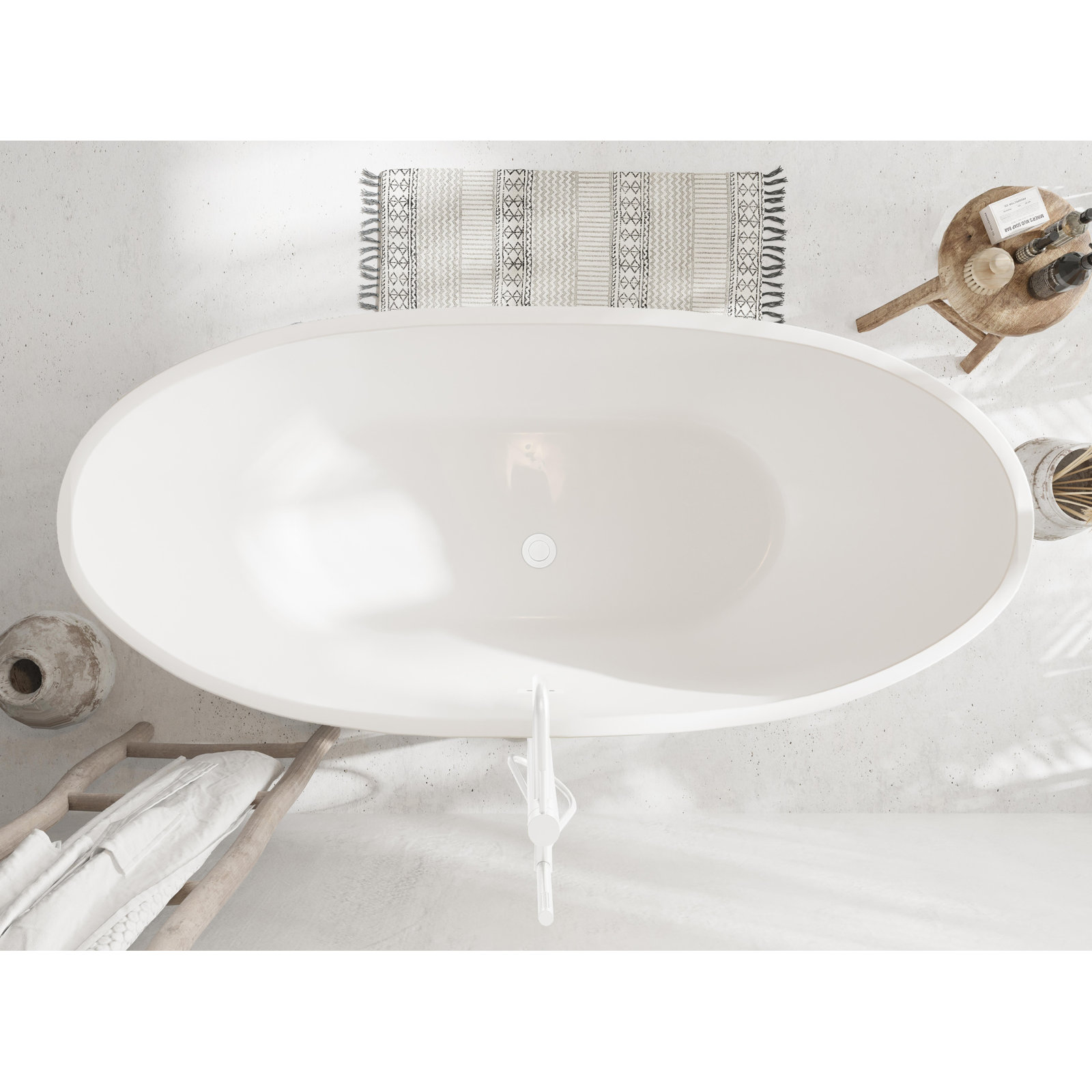 Dezra 59'' Soaking Bathtub, Polished White