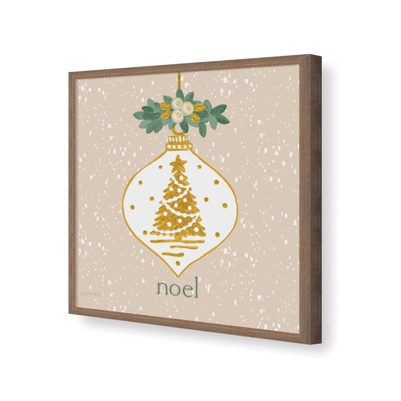 «Snowy Noel Ornament» par Annie Lapoint, reproduction d'art, L 20 po x H 20 po, Brun, Impression encadrée