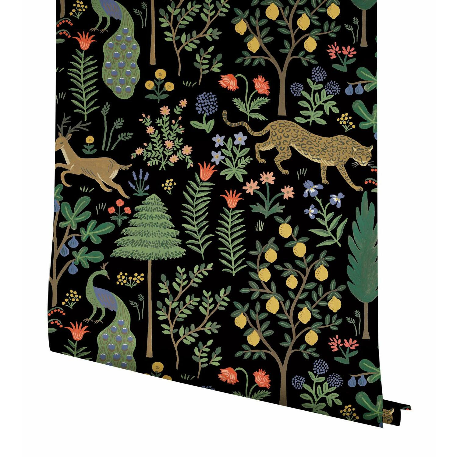 Menagerie Self-Adhesive Wallpaper, Black