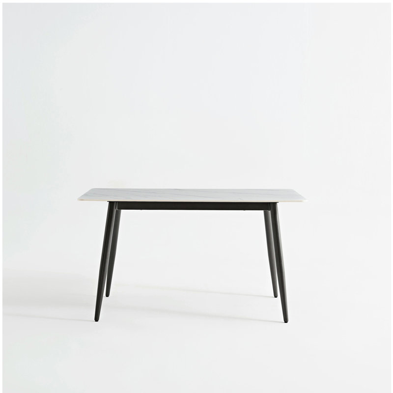 Large Rectangular Table with Strong Metal Base Modern Stone Dining Table For Kitchen 1.4M
