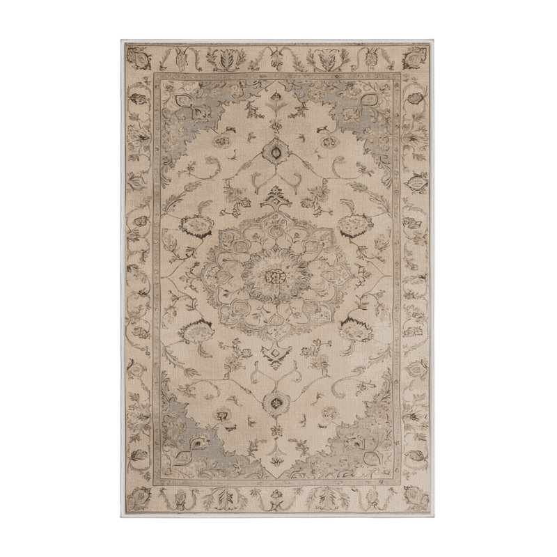 Tapis beige Tabriz lavable à la machine
