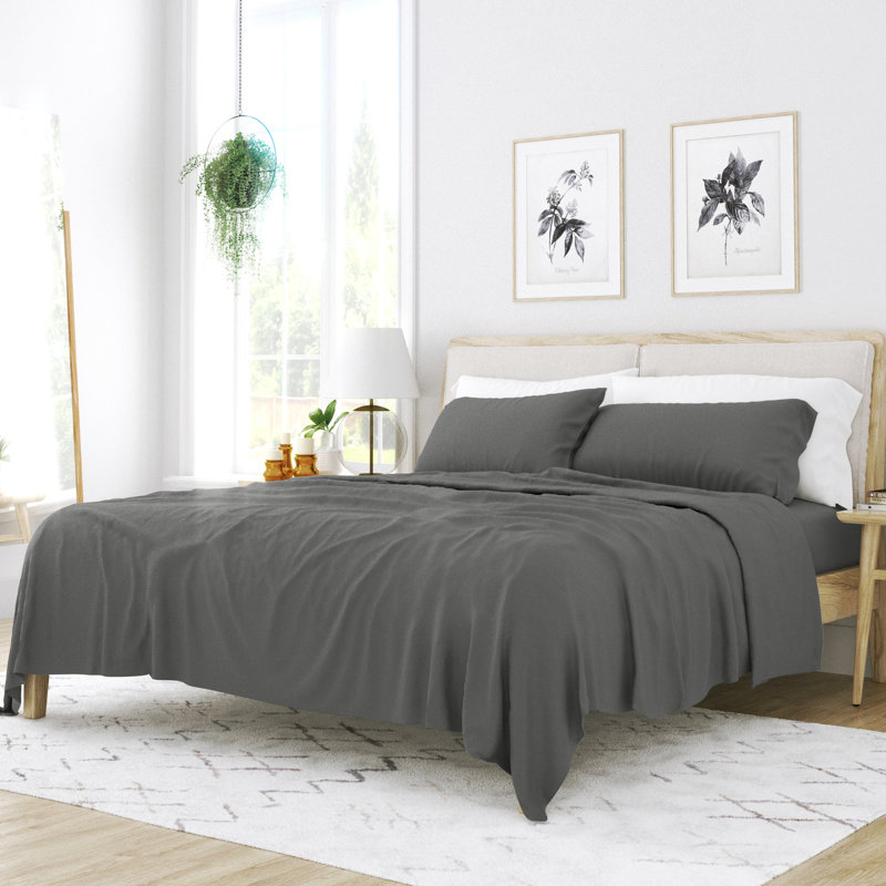Simply Soft™ Chevron Embossed Bed Sheet Set, Gray, Twin