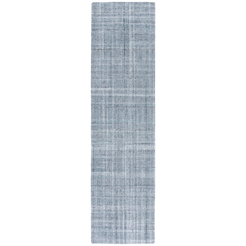Abstract 976 Hand Tufted Pet/Cotton Abstract Indoor Use Only Rug in Aqua/Gray, Runner 2'3" x 9'