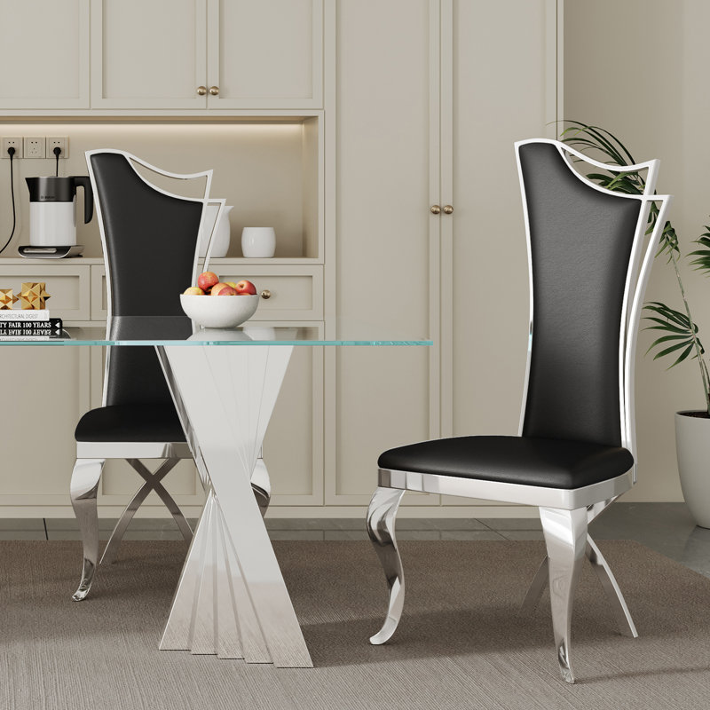 Ensemble repas, 5 pièces: table, 4 chaises, Gris/argent, Argent argent