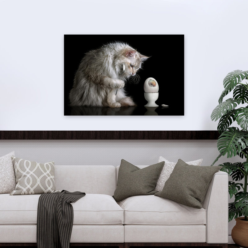 Reproduction d'art mural chat, H 32 po x l 48 po