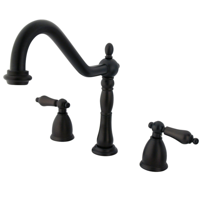 Kingston Brass Heritage Double-Handle Widespread Kitchen Faucet, Without Spray, Oil Rubbed Bronze