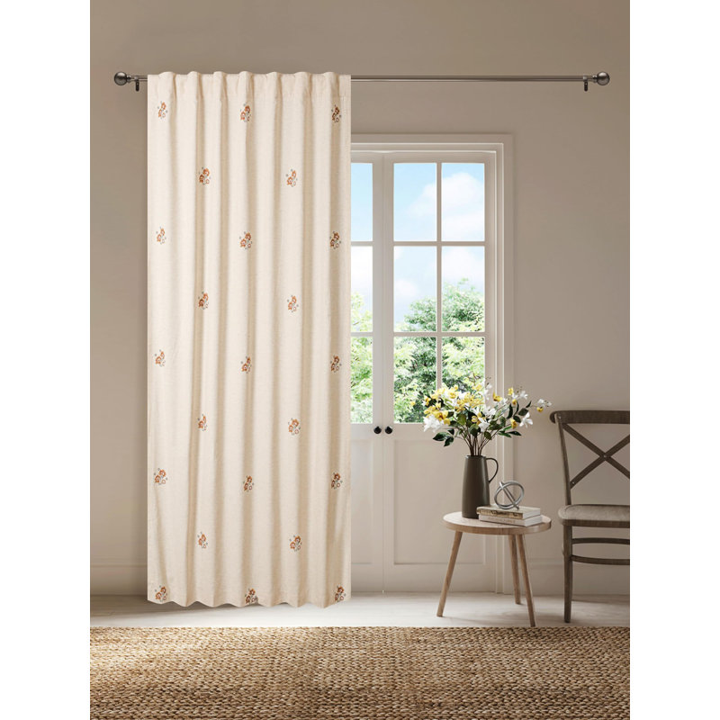 Rideaux en lin à imprimé floral - 108 pouces, rideaux naturels pour une décoration intérieure élégante (paquet de 1)