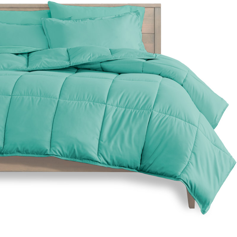 Ensemble de lit dans un sac, Turquoise / turquoise, Édredon simple + taies d'oreiller