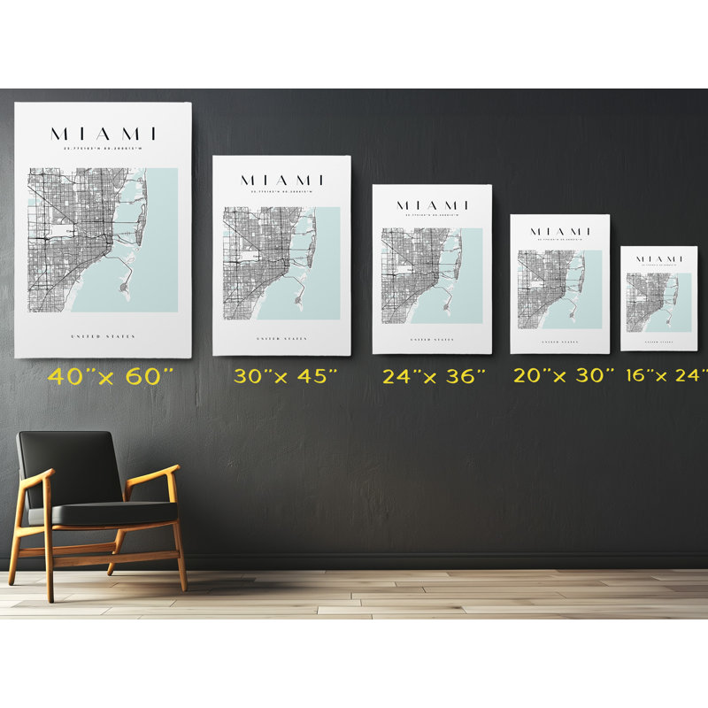 Impression sur toile Miami, États-Unis, H 24 po x l 16 po