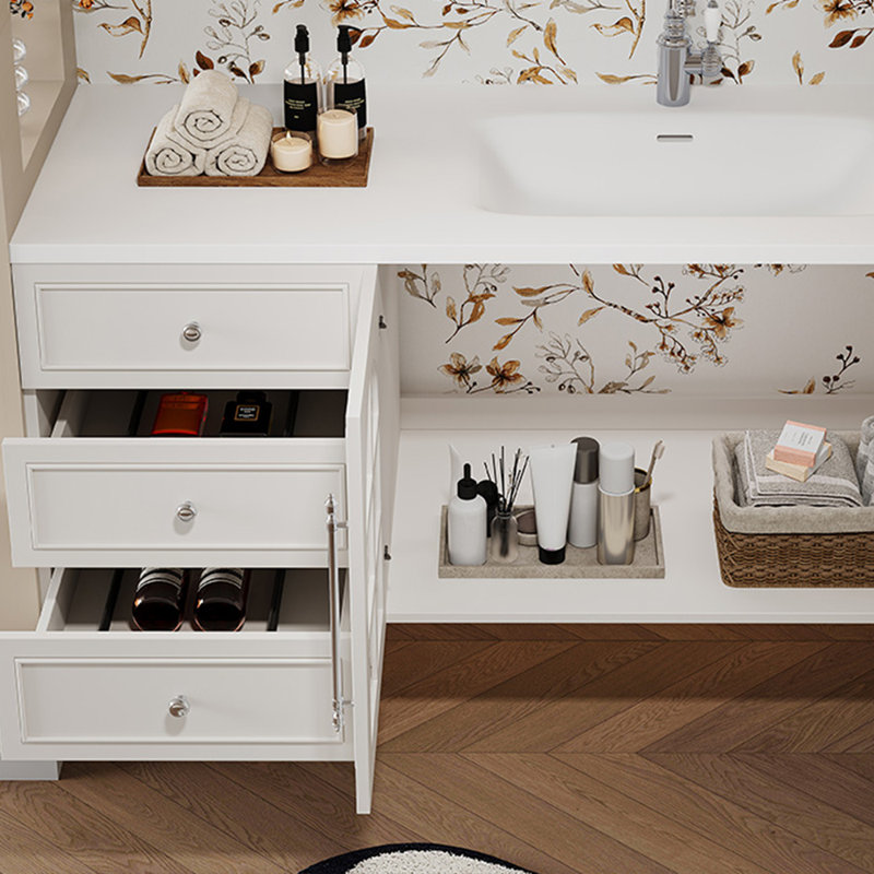 French style simple bathroom Vanity, White