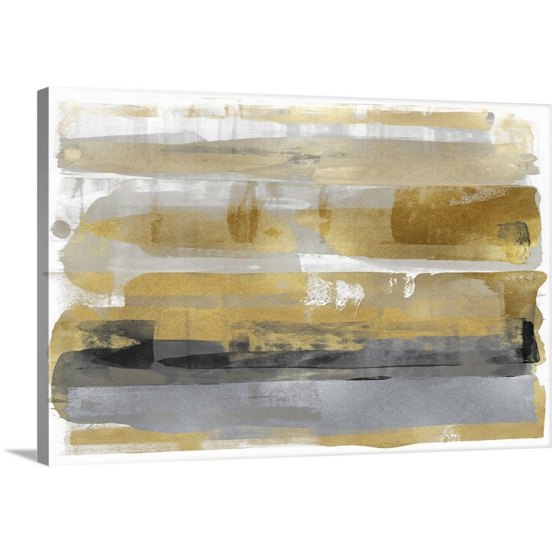 Reproduction d’art sur toile peinte en argent et or par David Moore, H 16 po x l 24 po x P 1,25 po, Toile tendue