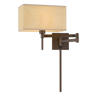 Cal Lighting Robson Wall Swing Arm Reading Lamp with Fabric Shade 60W 26"L