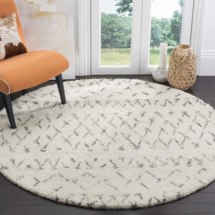 Aderhold Hand Tufted Nz Wool/Cotton Southwestern Rug in Ivory/Gray