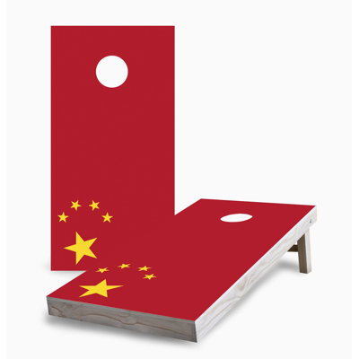 Chinese Flag Corn Hole Board Set With LED Lights